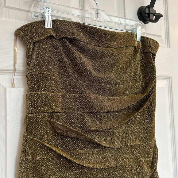Gold and Glittery Strapless Tube Dress - Picture 7 of 16